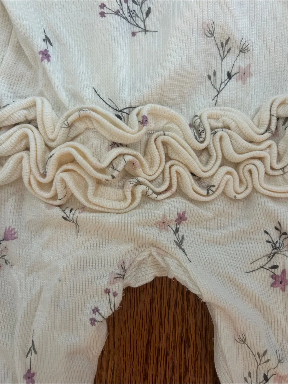 Angel Dear 3-6M Ribbed Modal Ruffle Zip Footed Sleeper Floral NWOT